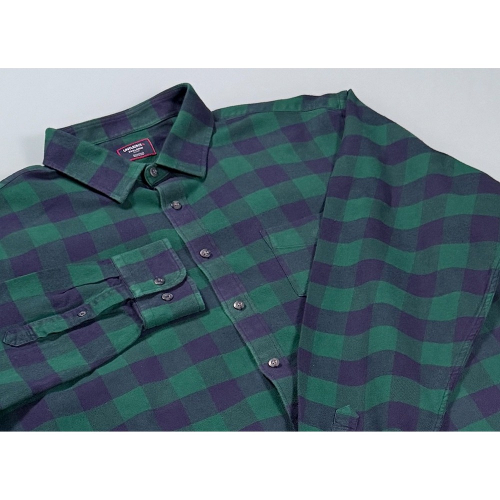 UNTUCKit Barrelstone Green Plaid Cotton Mens Tall Fit Flannel Shirt - 3XLarge